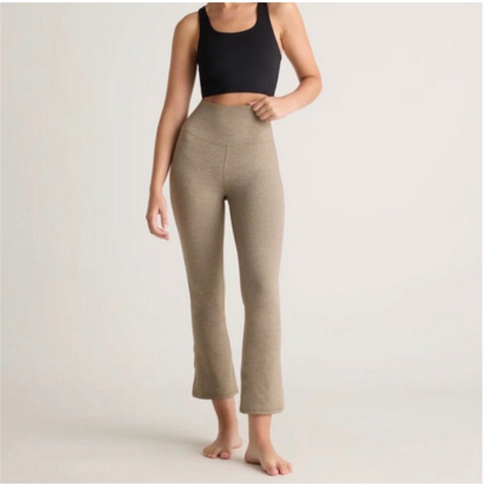 Quince Ultra-Soft Cropped Bootcut Pants Yoga Athleisure XL Heather Oatmeal NWT
